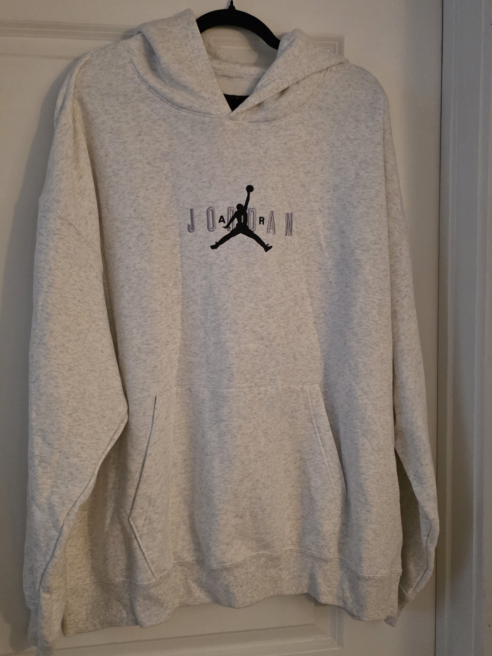 Jordan Heather Light Gray Pullover Hoodie with Black Jumpman
